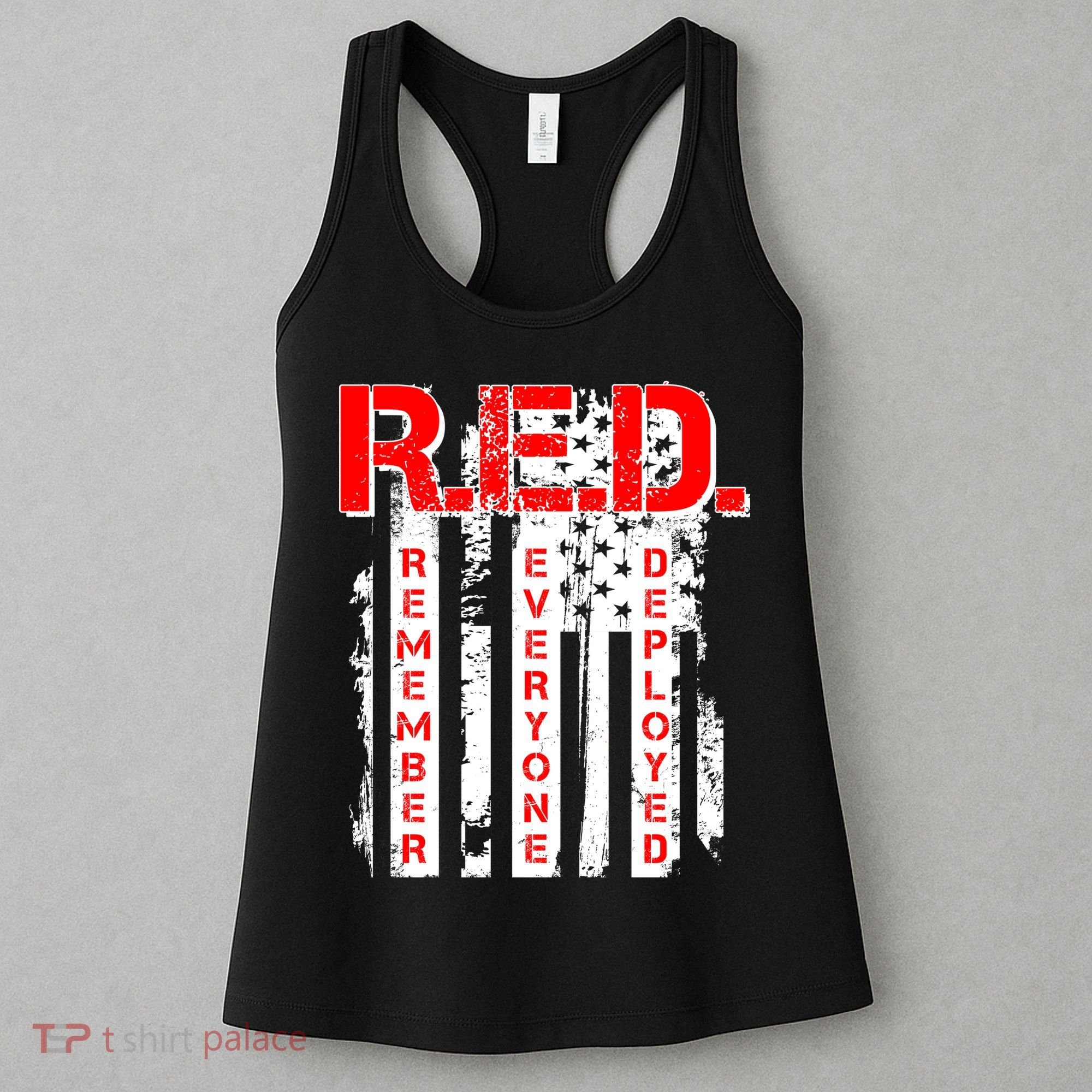 RED Remember Everyone Deployed Distressed Flag Women's Tank Top