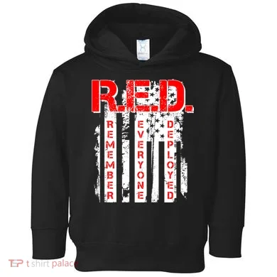 RED Remember Everyone Deployed Distressed Flag Toddler Hoodie
