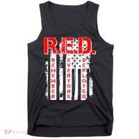 RED Remember Everyone Deployed Distressed Flag Tank Top thumb 0