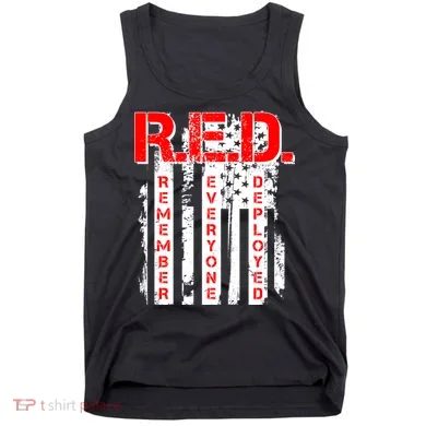 RED Remember Everyone Deployed Distressed Flag Tank Top