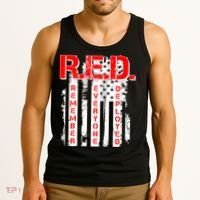 RED Remember Everyone Deployed Distressed Flag Tank Top thumb 3