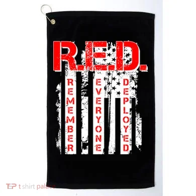 RED Remember Everyone Deployed Distressed Flag Golf Towel