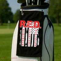 RED Remember Everyone Deployed Distressed Flag Golf Towel thumb 2