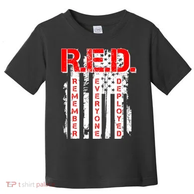 RED Remember Everyone Deployed Distressed Flag Toddler T-Shirt