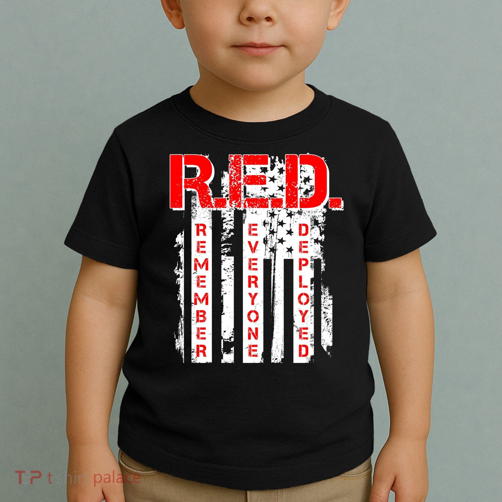 RED Remember Everyone Deployed Distressed Flag Toddler T-Shirt