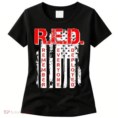 RED Remember Everyone Deployed Distressed Flag Women's T-Shirt