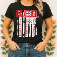 RED Remember Everyone Deployed Distressed Flag Women's T-Shirt thumb 2