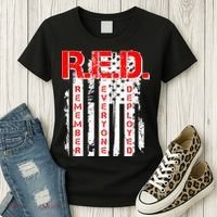 RED Remember Everyone Deployed Distressed Flag Women's T-Shirt thumb 3