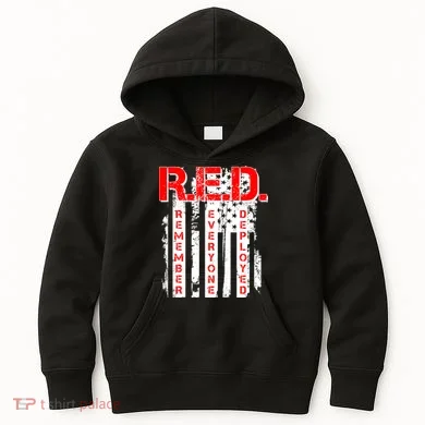 RED Remember Everyone Deployed Distressed Flag Kids Hoodie