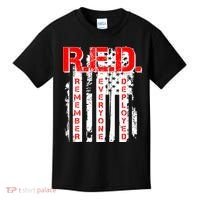 RED Remember Everyone Deployed Distressed Flag Kids T-Shirt thumb 0