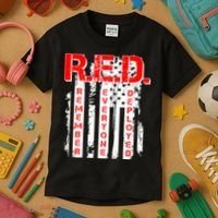 RED Remember Everyone Deployed Distressed Flag Kids T-Shirt thumb 3