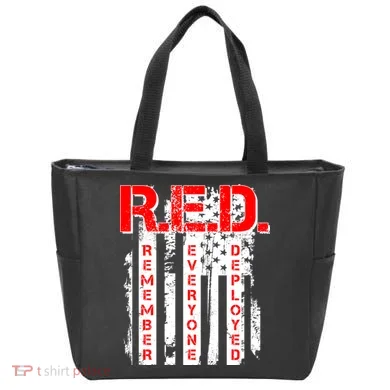 RED Remember Everyone Deployed Distressed Flag Tote Bag