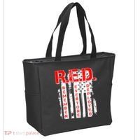 RED Remember Everyone Deployed Distressed Flag Tote Bag thumb 2