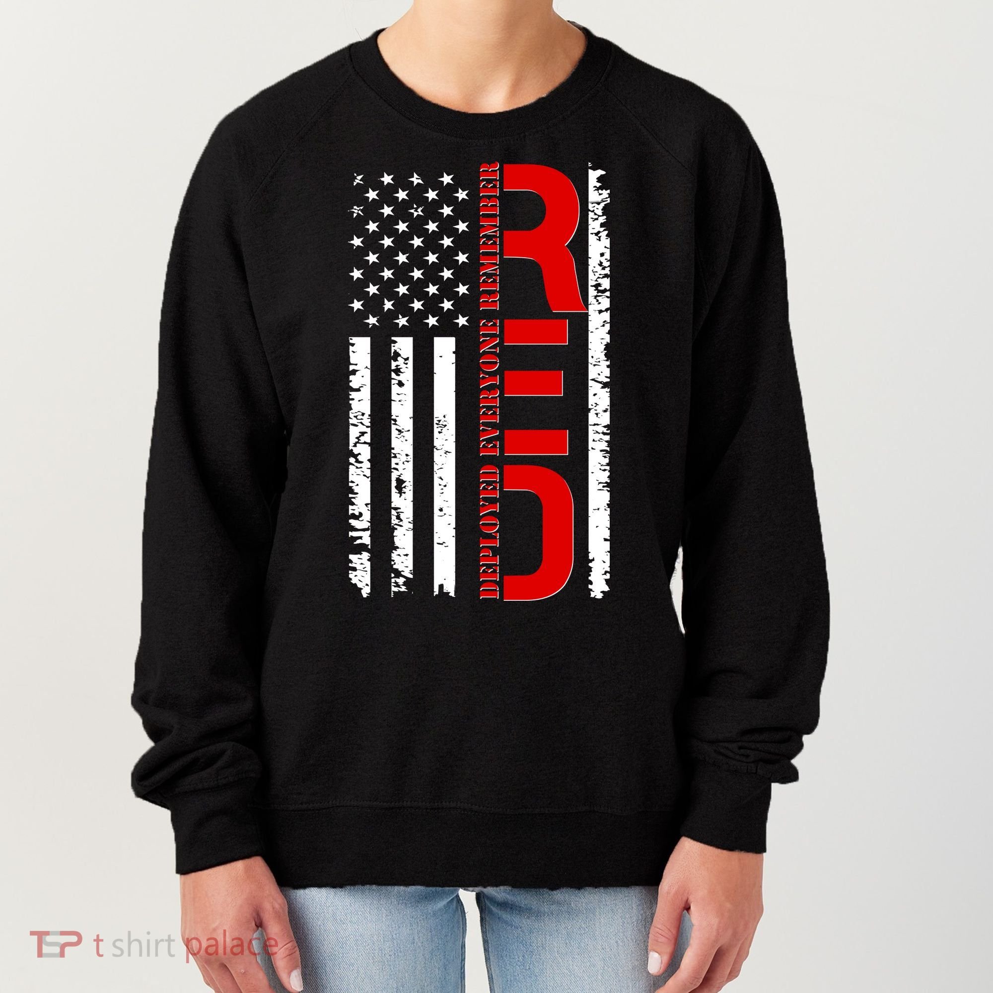 RED Remember Everyone Deployed Distressed US Flag Women's Sweatshirt