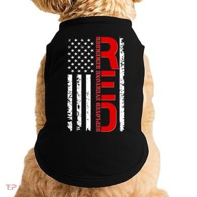 RED Remember Everyone Deployed Distressed US Flag Doggie Tank
