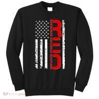 RED Remember Everyone Deployed Distressed US Flag Sweatshirt thumb 0