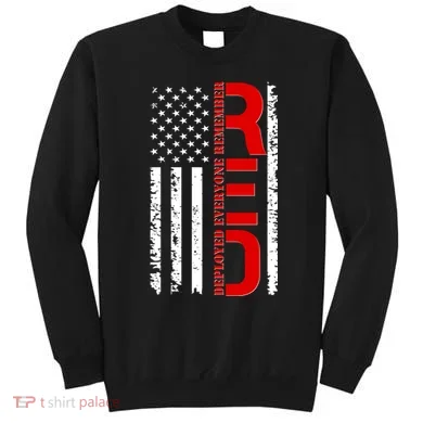 RED Remember Everyone Deployed Distressed US Flag Sweatshirt