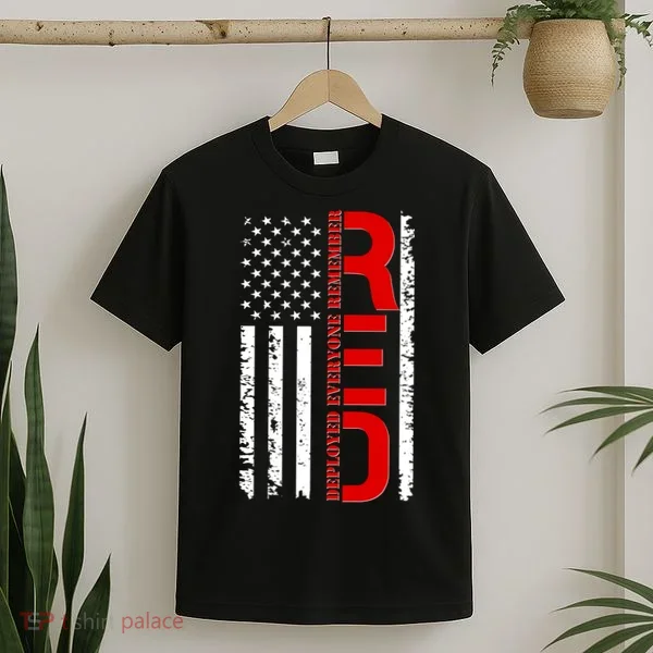 RED Remember Everyone Deployed Distressed US Flag T-Shirt
