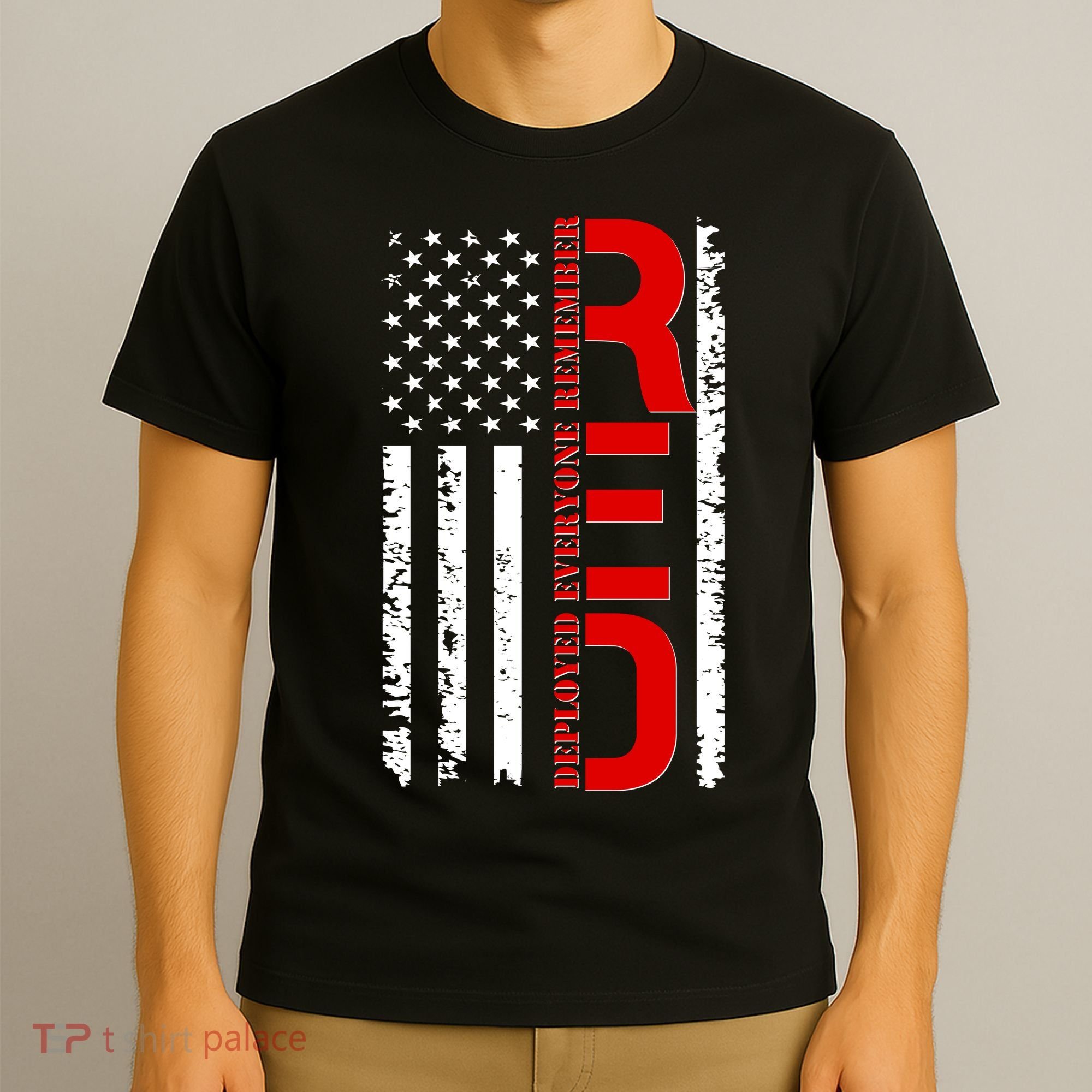RED Remember Everyone Deployed Distressed US Flag T-Shirt