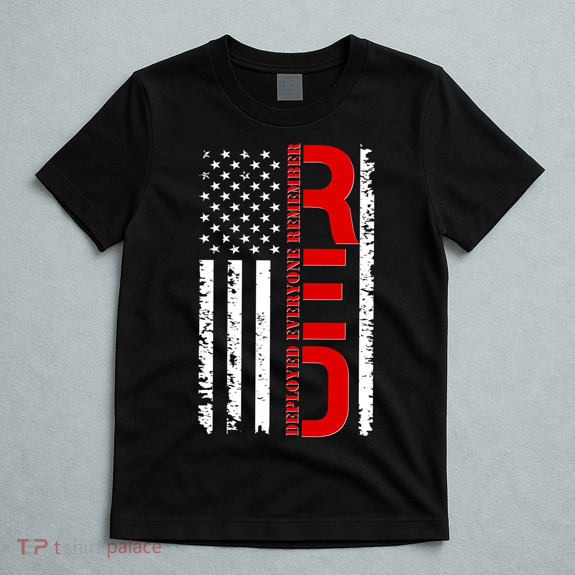 RED Remember Everyone Deployed Distressed US Flag T-Shirt