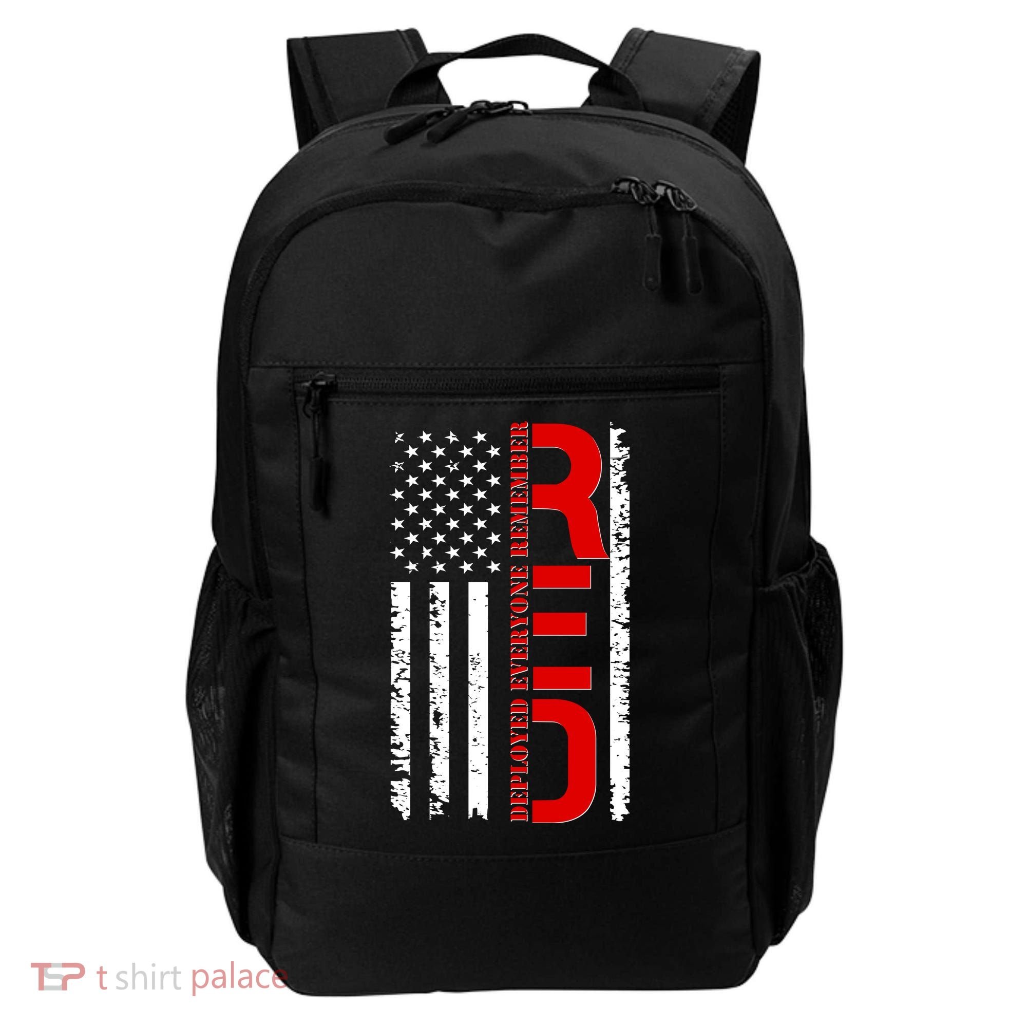 RED Remember Everyone Deployed Distressed US Flag Backpack