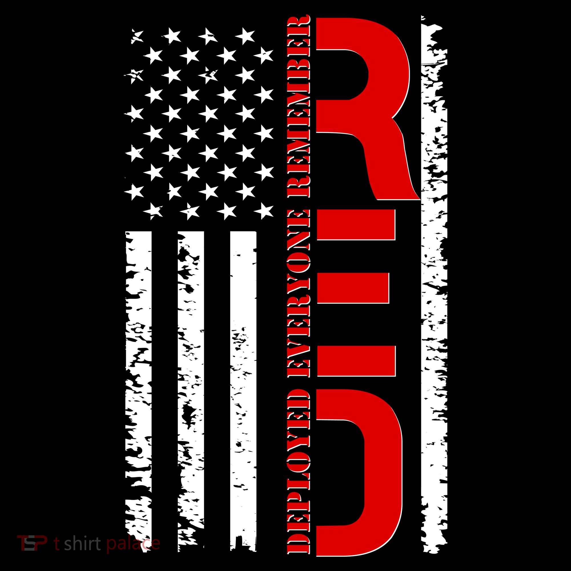 RED Remember Everyone Deployed Distressed US Flag Button