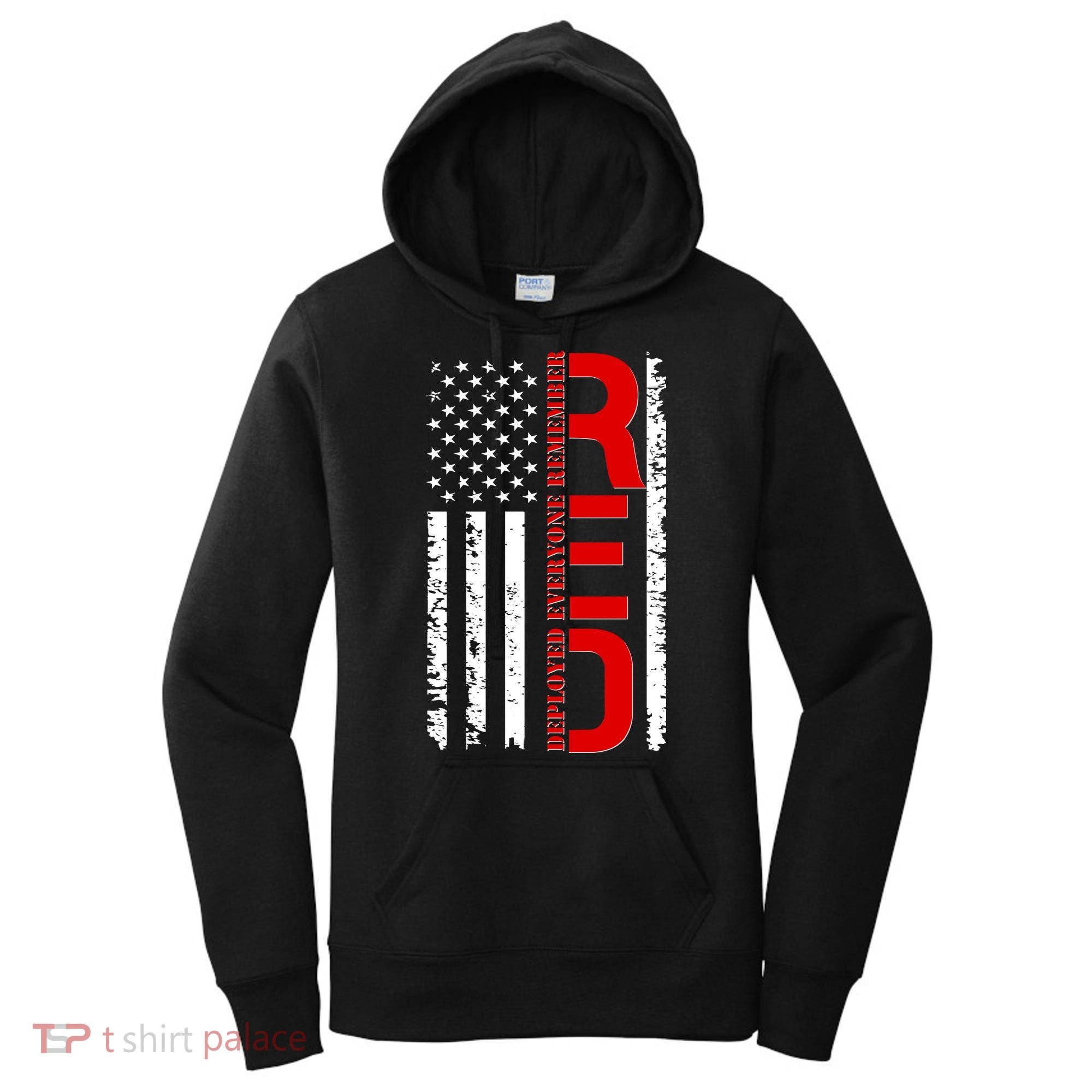 RED Remember Everyone Deployed Distressed US Flag Women's Hoodie