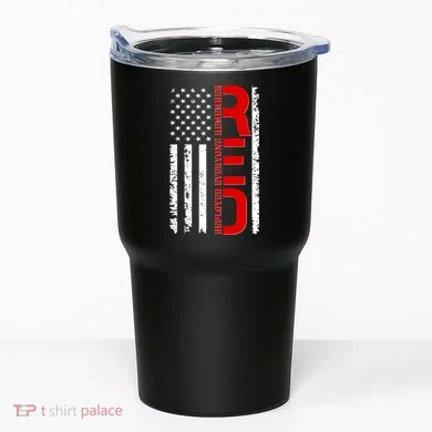 RED Remember Everyone Deployed Distressed US Flag Tumbler