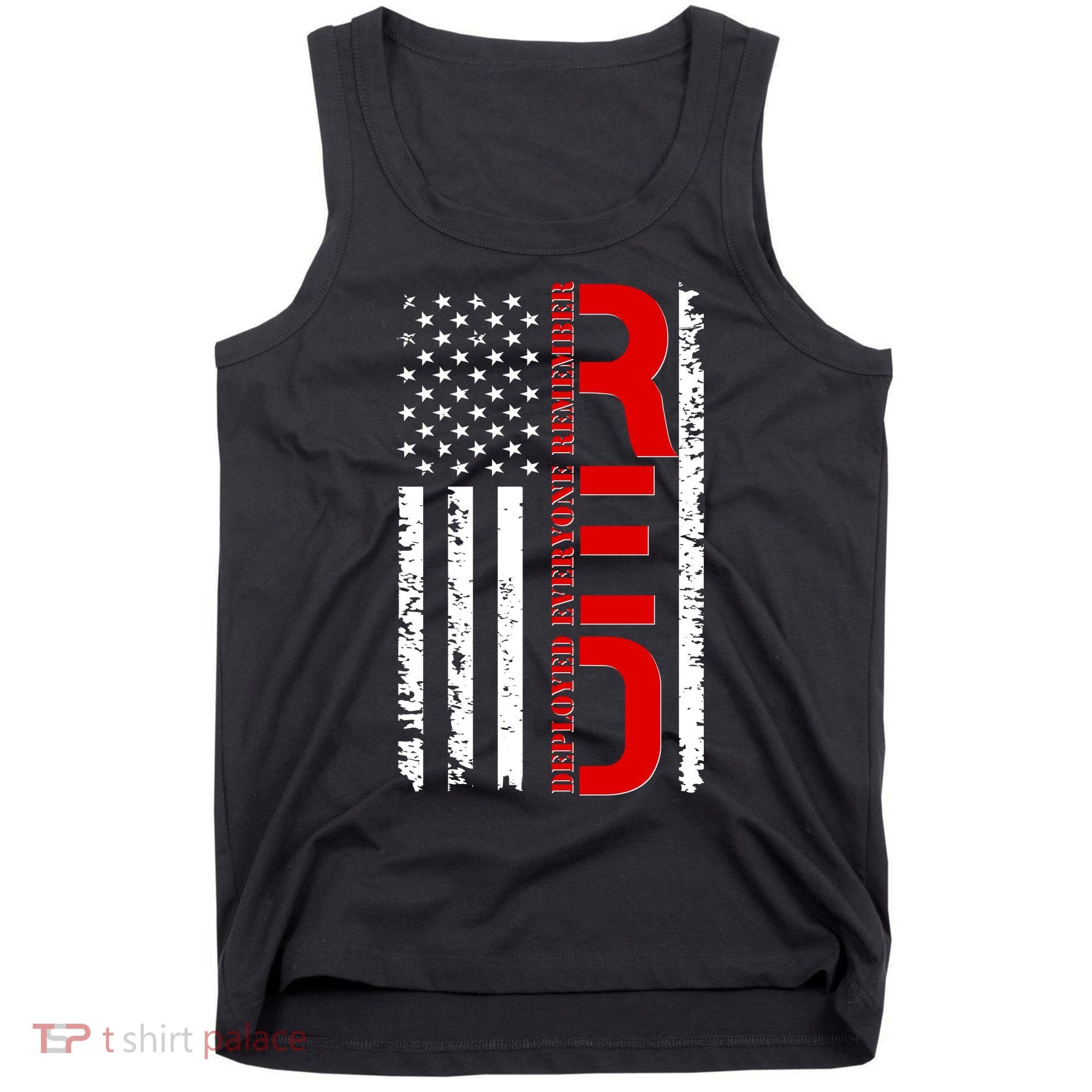 RED Remember Everyone Deployed Distressed US Flag Tank Top