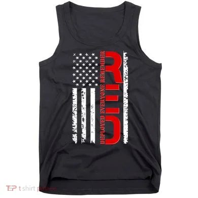 RED Remember Everyone Deployed Distressed US Flag Tank Top