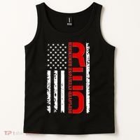 RED Remember Everyone Deployed Distressed US Flag Tank Top thumb 2