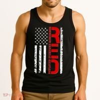 RED Remember Everyone Deployed Distressed US Flag Tank Top thumb 3