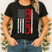 RED Remember Everyone Deployed Distressed US Flag Women's T-Shirt thumb 2