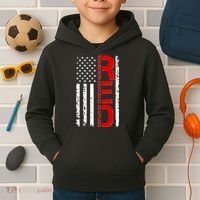 RED Remember Everyone Deployed Distressed US Flag Kids Hoodie thumb 2
