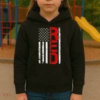 RED Remember Everyone Deployed Distressed US Flag Kids Hoodie thumb 3