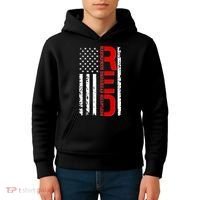 RED Remember Everyone Deployed Distressed US Flag Kids Hoodie thumb 4