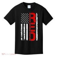RED Remember Everyone Deployed Distressed US Flag Kids T-Shirt thumb 0