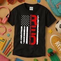 RED Remember Everyone Deployed Distressed US Flag Kids T-Shirt thumb 3