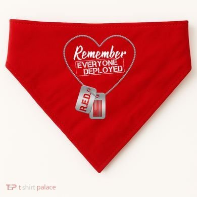 RED Remember Everyone Deployed Dog tags USA-Made Doggie Bandana