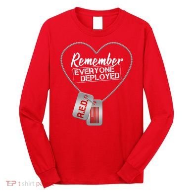 RED Remember Everyone Deployed Dog tags Long Sleeve Shirt
