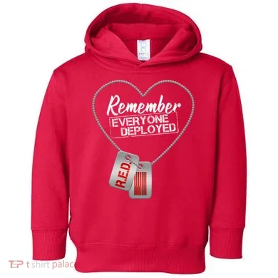 RED Remember Everyone Deployed Dog tags Toddler Hoodie