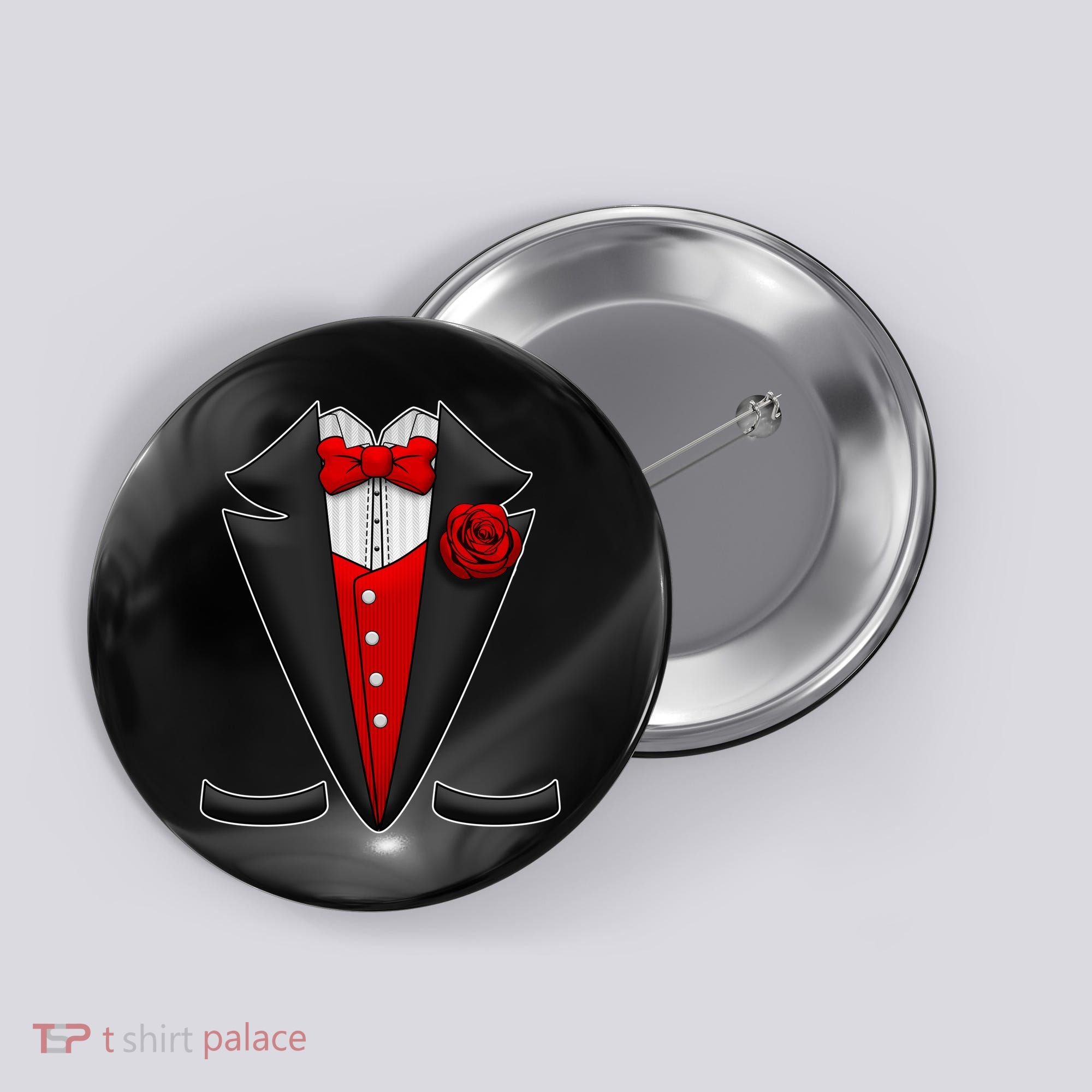 Red Rose Tuxedo Button