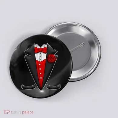 Red Rose Tuxedo Button