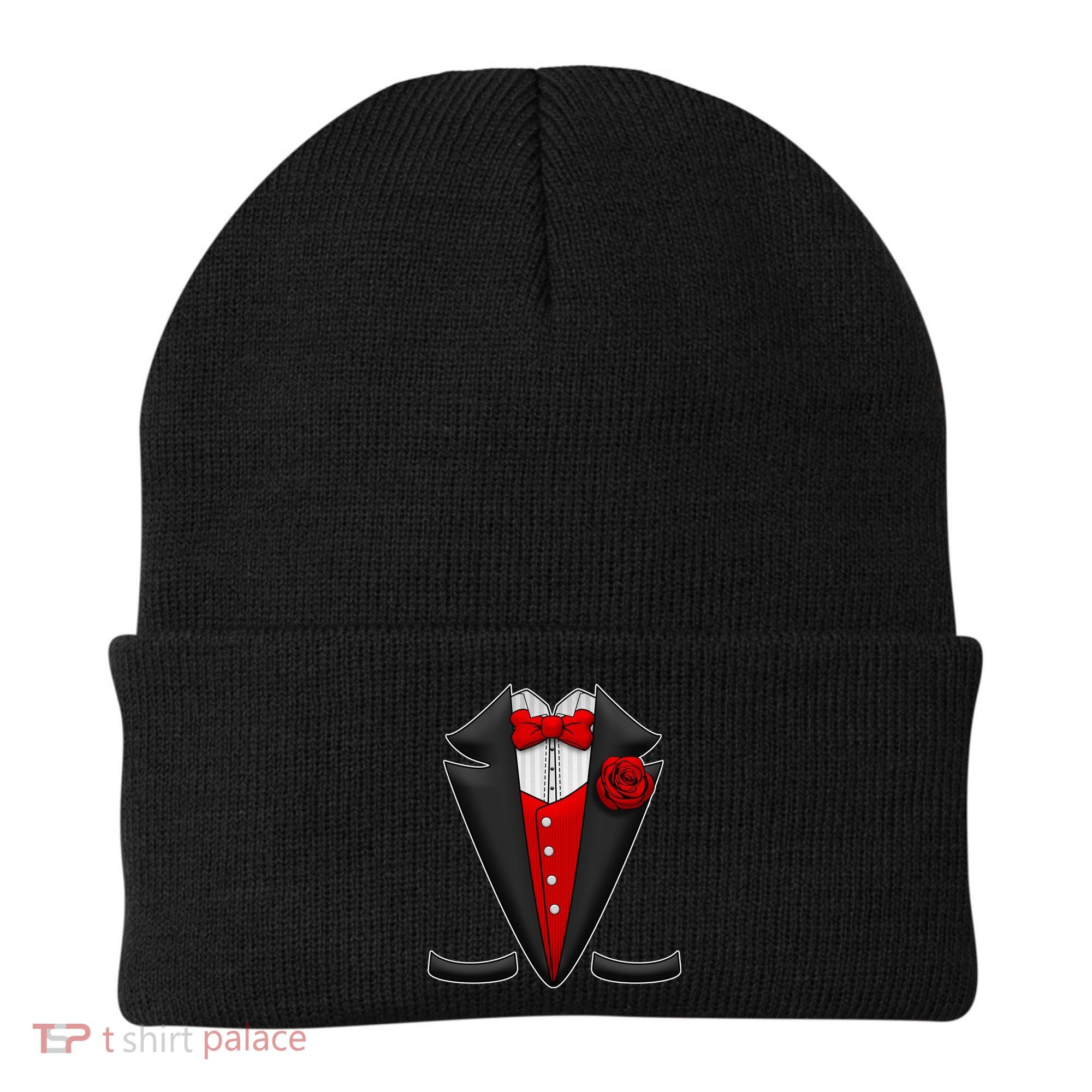 Red Rose Tuxedo Beanie