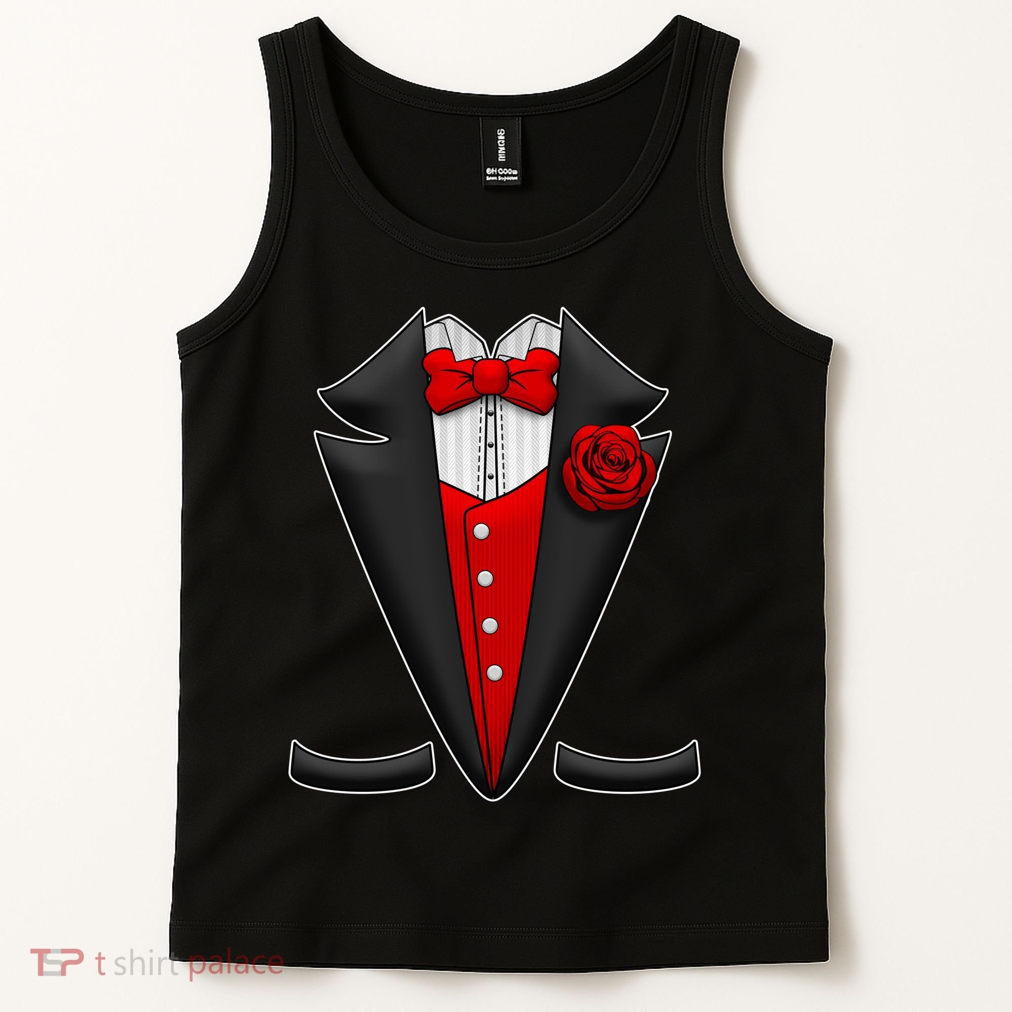 Red Rose Tuxedo Tank Top