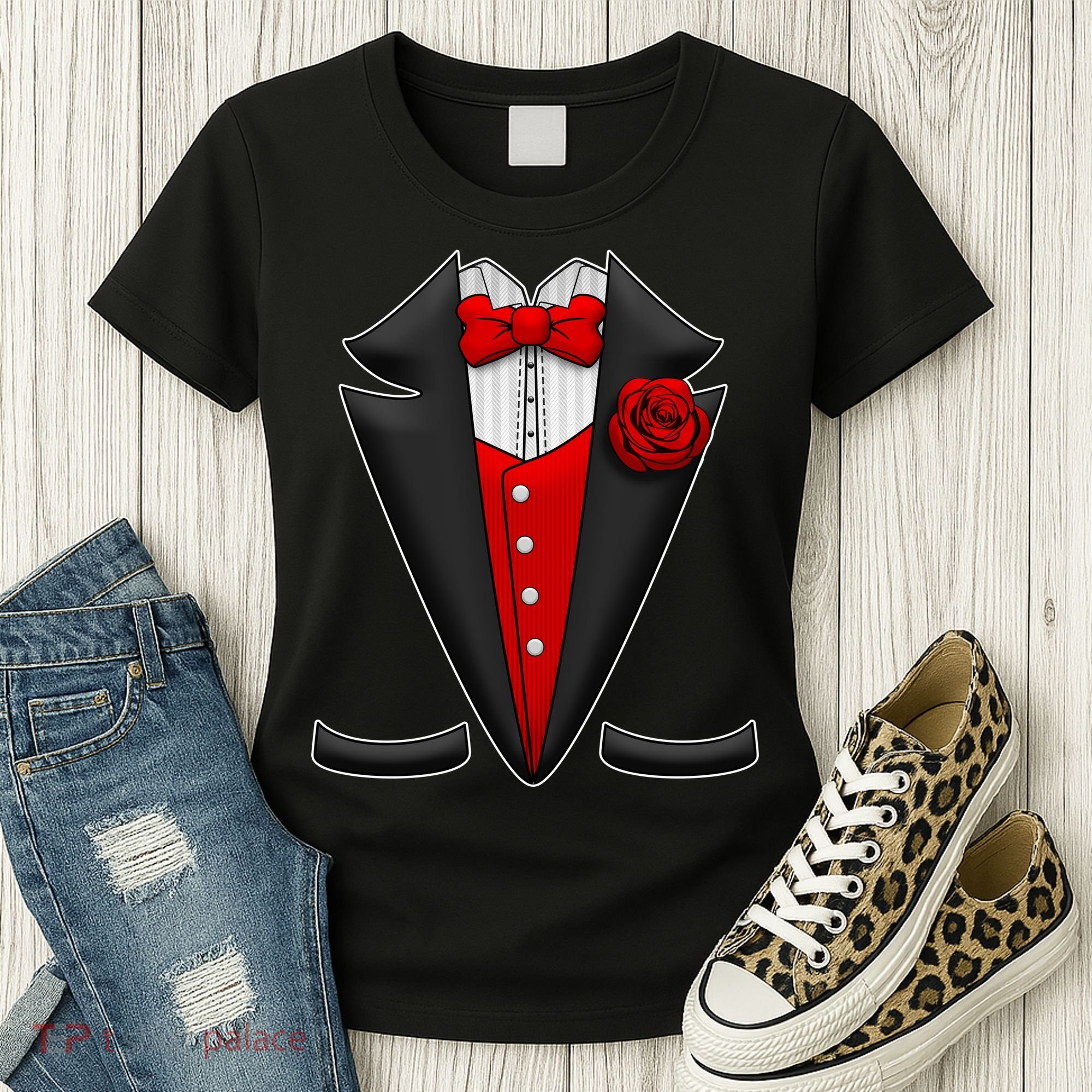 Red Rose Tuxedo Women's T-Shirt