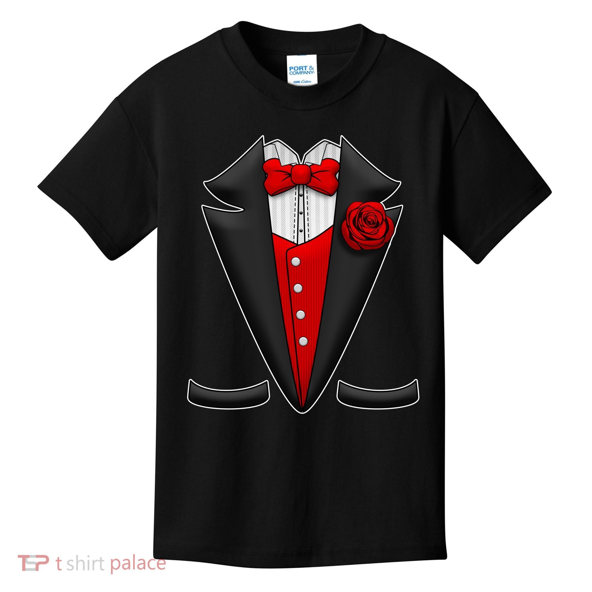Red Rose Tuxedo Kids T-Shirt