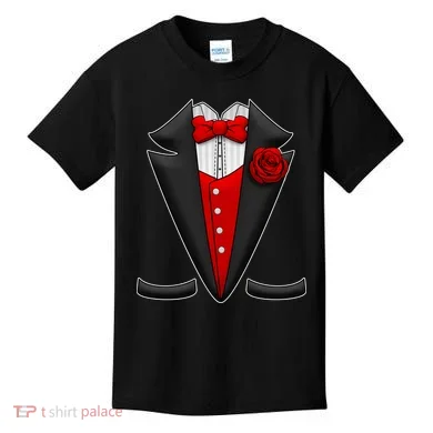 Red Rose Tuxedo Kids T-Shirt