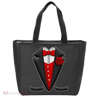 Red Rose Tuxedo Tote Bag