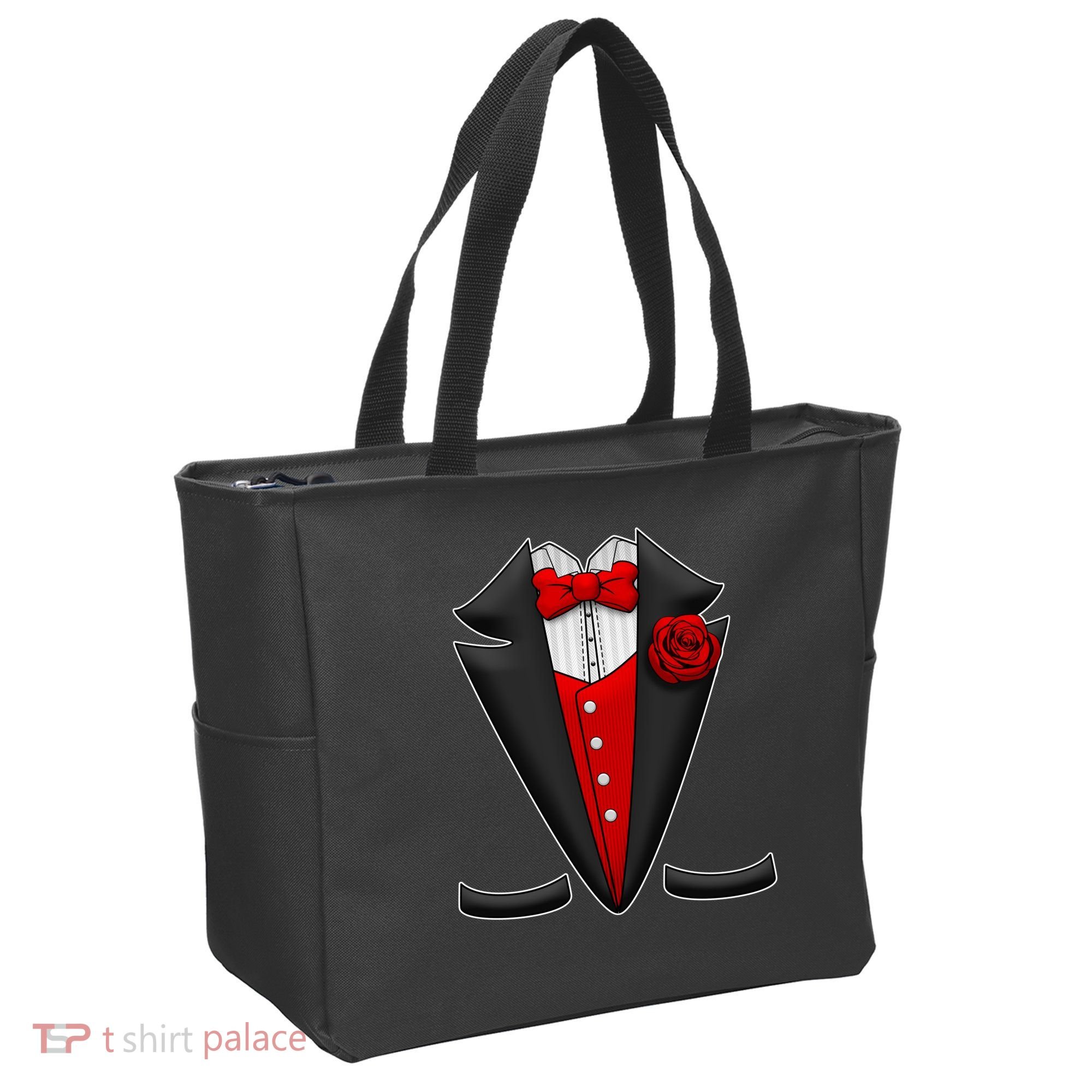 Red Rose Tuxedo Tote Bag